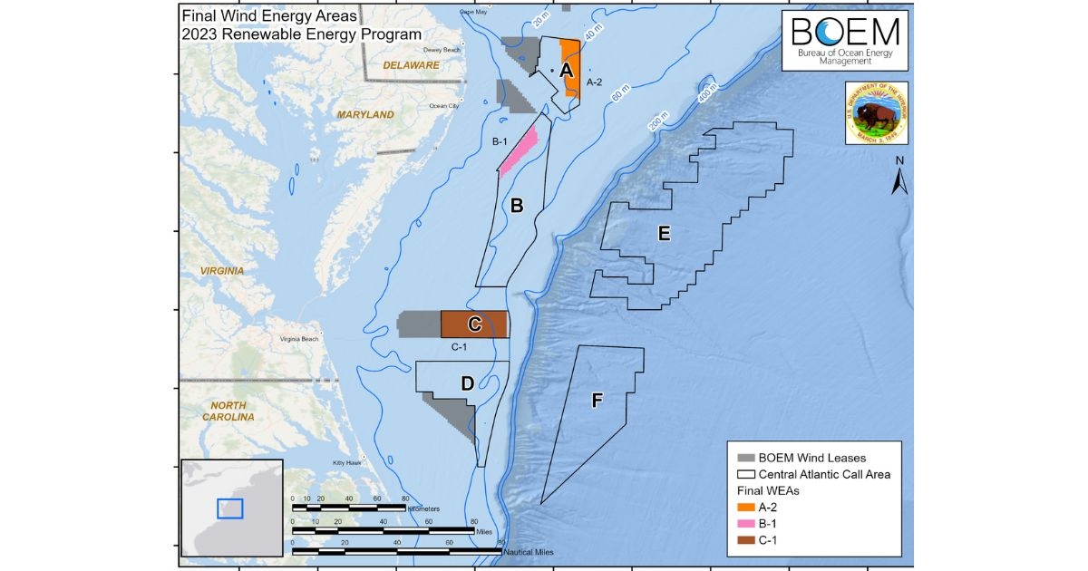 BOEM Finalizes Wind Energy Areas in the Central Atlantic