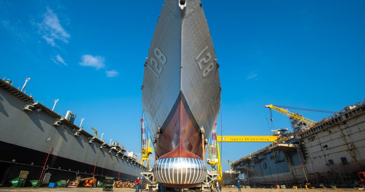 HII’s Ingalls Shipbuilding Launches Guided Missile Destroyer Ted Stevens (DDG 128)