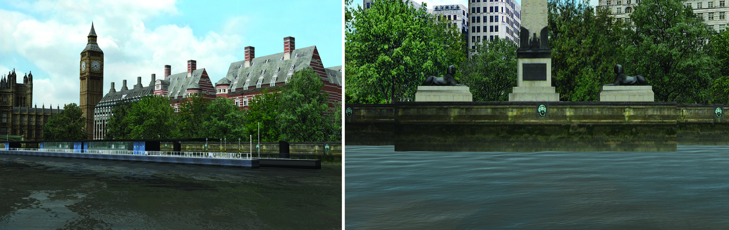 Embankment detail in HR Wallingfords River Thames Navigation Simulation Composite