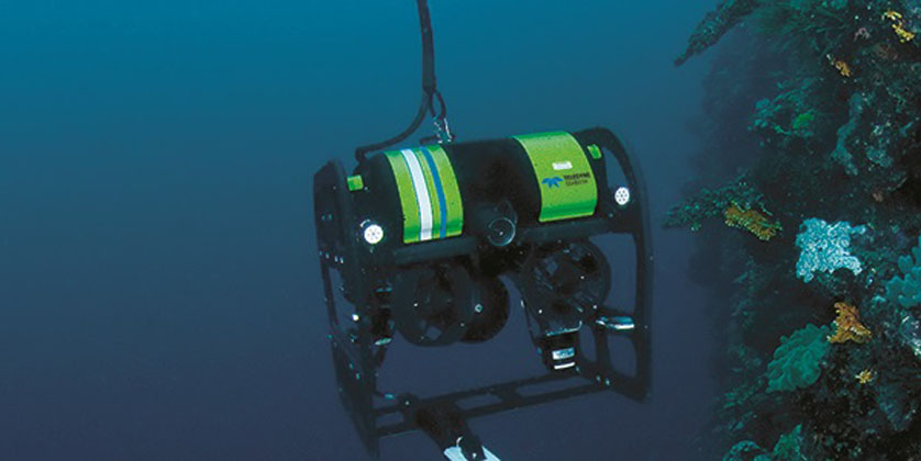 ROV carrying out UWILD inspection services