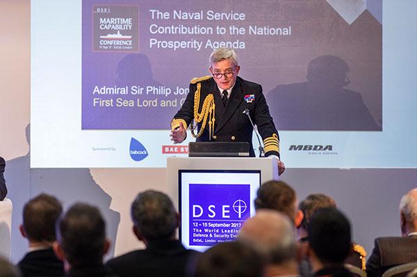 2 DSEI 2017. Adm Sir Philip Jones First Sea Lord at the Maritime Capability Conference 2017