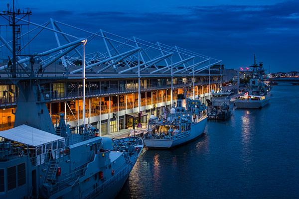 3 Outdoor Exhibit Warships on display in Royal Victoria Dock at DSEI 2017
