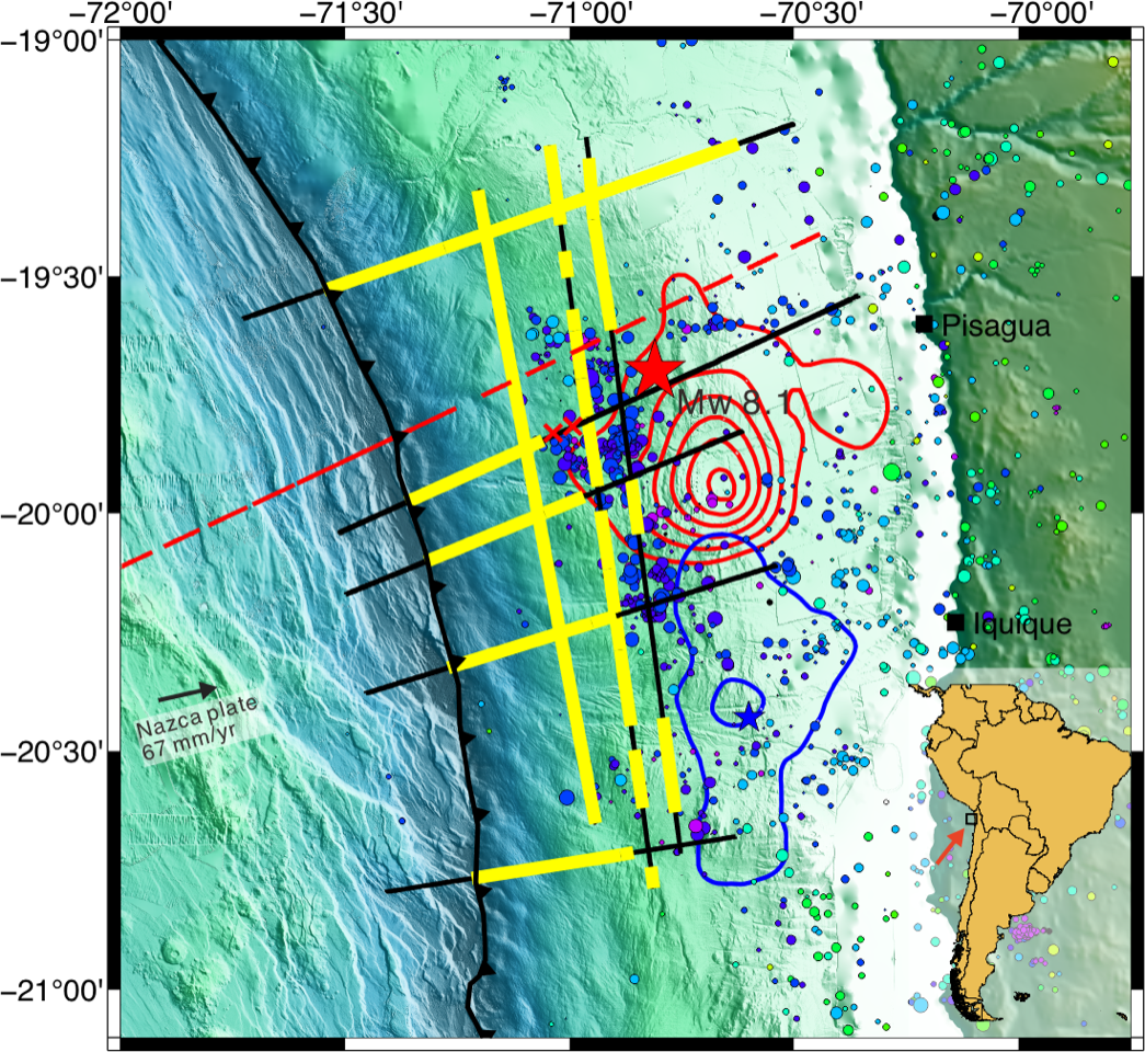 4 Seismische Daten Karte Erdbeben Iquique c Bo Ma GEOMAR